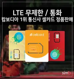 캄보디아유심 5일 7일 LTE고속 전 지역 가능, 7일 3기가, 1개